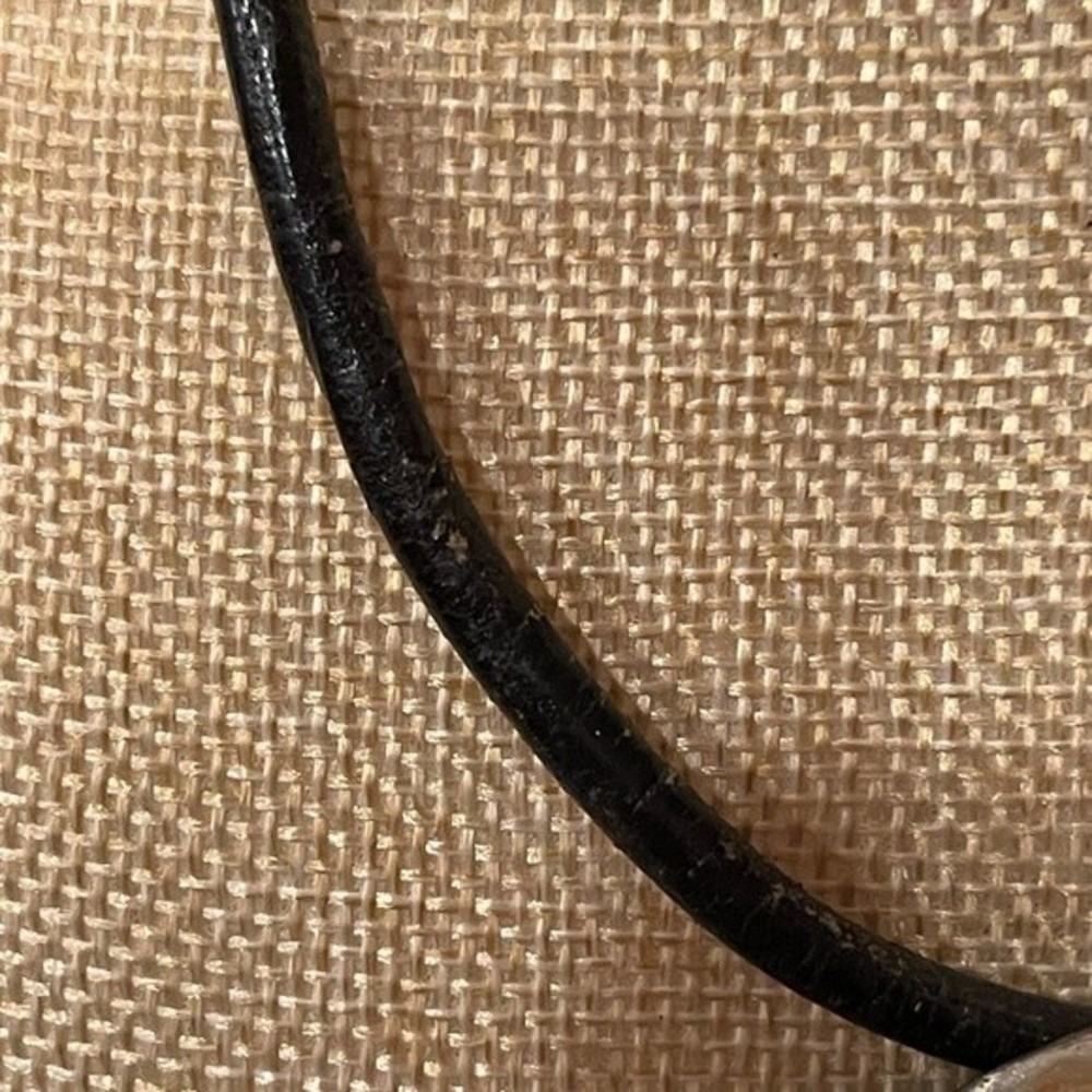 Vintage Chico's Signed Black Leather Pendant Statement Necklace # 259 - Picture 3 of 6